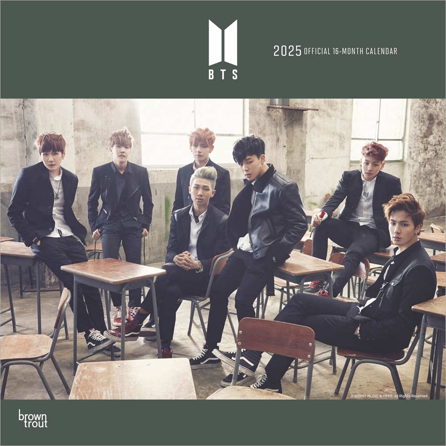 2025 BrownTrout BTS 12 x 24 Monthly Square Wall Calendar, (9781975479381)