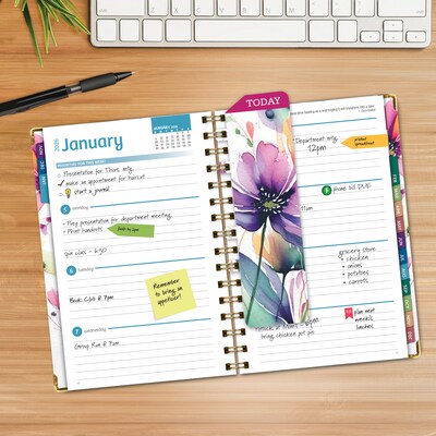 2026 Global Printed Products 5.5" x 8" Weekly & Monthly Planner, Paperboard Cover, Rainbow Floral (FSHN-CY26-58-53)