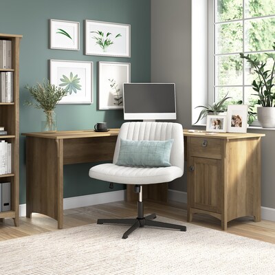 Bush Furniture Salinas 60"W L Shaped Desk with Storage, Reclaimed Pine (SAD160RCP-03)