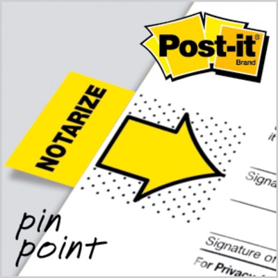 Post-it 'Notarize' Message Flags, 1" Wide, Yellow, 100 Flags/Pack (680-NZ2)