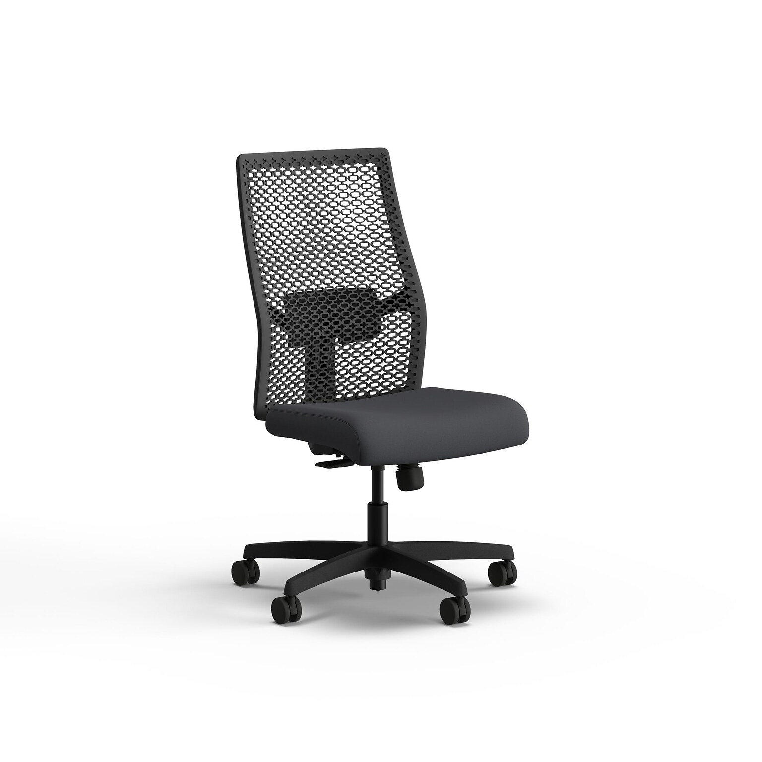 HON Ignition Armless Vinyl/ReActiv Swivel Task Chair, Basalt (HIWMRA.Y1.N.H.0S.SX23.BL.SB.T)