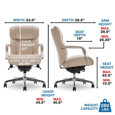 La-Z-Boy Sutherland Ergonomic Fabric Swivel Computer and Desk Chair, Cream (CHR10048D)