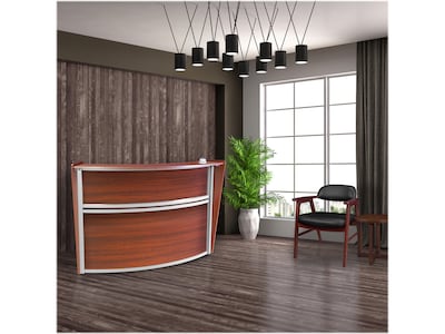 Regency Marque 72"W Curved Reception Desk Workstation, Cherry (77290CH)
