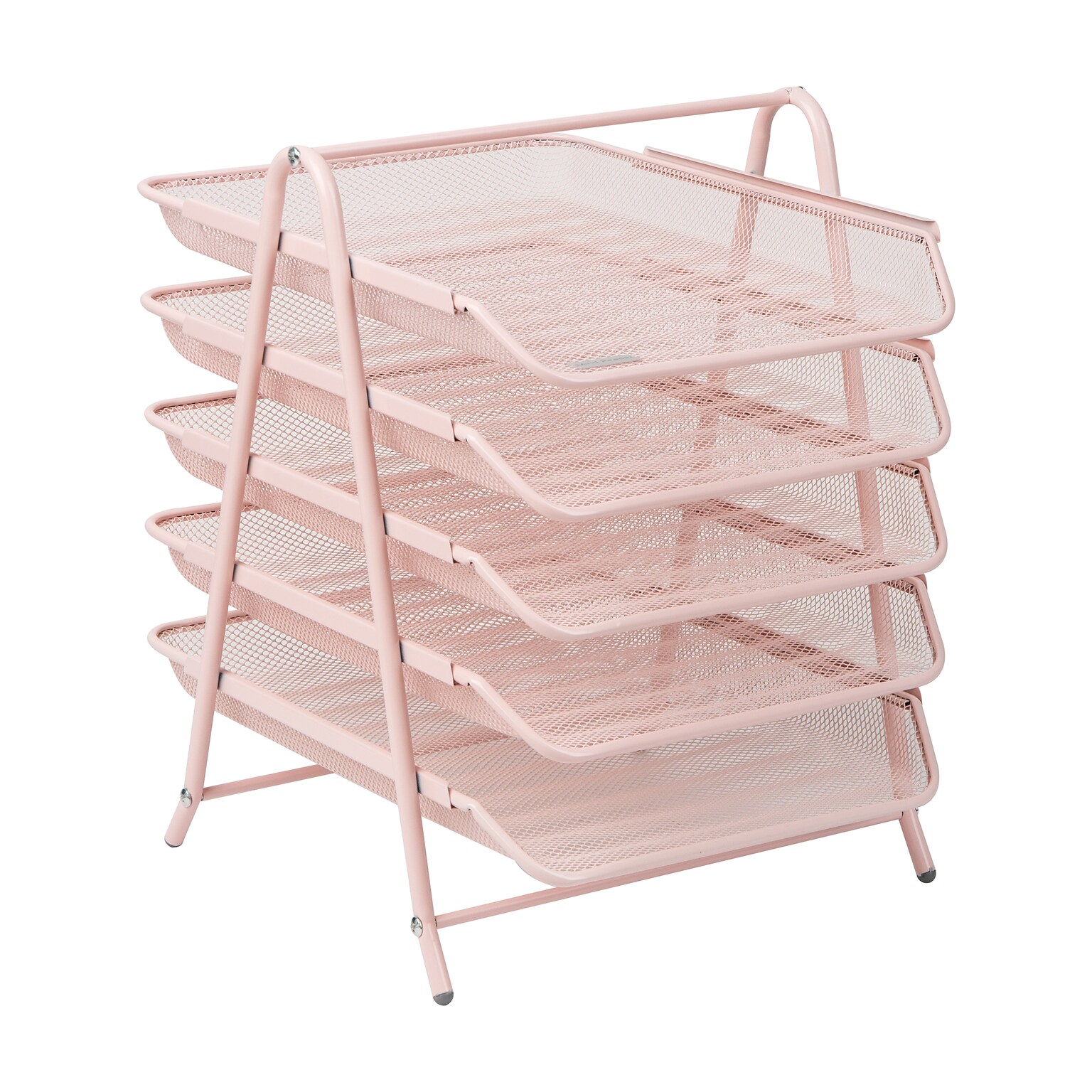 Mind Reader 5-Tier Stackable Paper Desk Tray Organizer, Metal, Pink (5TPAPER-PNK)