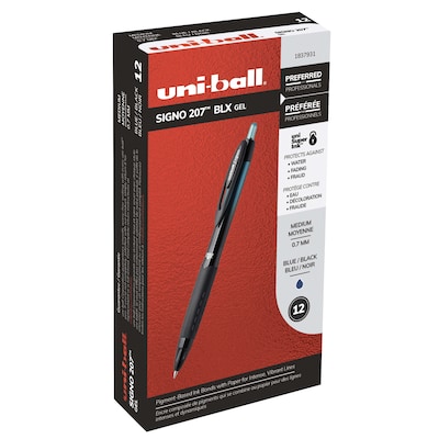 uniball 207 BLX Retractable Gel Pens, Medium Point, 0.7mm, Black Ink, Dozen (1837931)