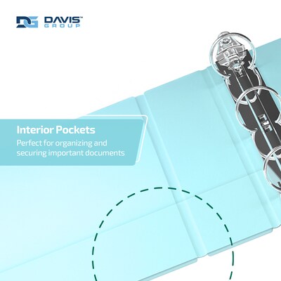 Davis Group, 1", 8.5" x 11", Round Ring View Binder, Pastel Color, Aqua, 6/Pack (7411-12-06)