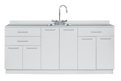 Viva Comfort 36.75H x 72W Exam Room Medical Cabinet With Sink, 2-Doors, 3-Drawers, Gray (ME902-BASE-72-CS-GRY-MK)