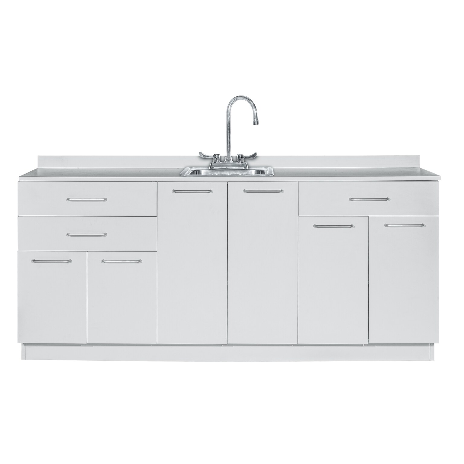 Viva Comfort 36.75H x 72W Exam Room Medical Cabinet With Sink, 2-Doors, 3-Drawers, Gray (ME902-BASE-72-CS-GRY-MK)
