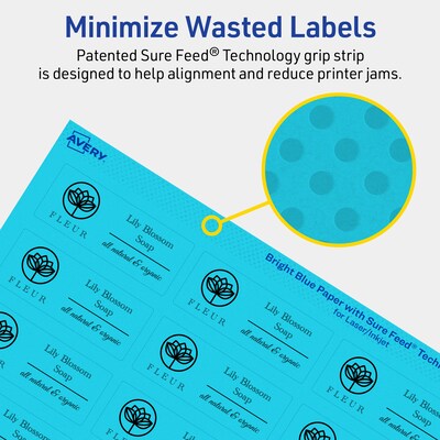 Avery Rectangle Multipurpose Labels, 1" x 2.5", Bright Blue, 480/Pack (94221)
