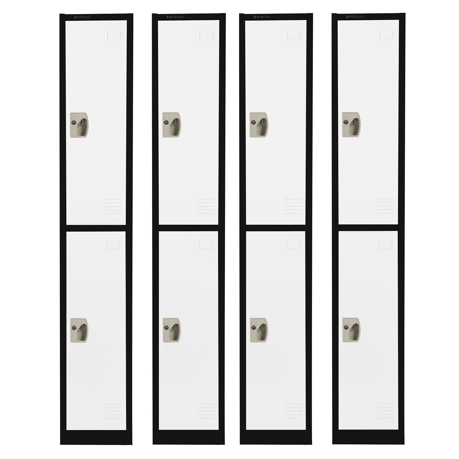 AdirOffice 72 2 Tier Black and White Storage Locker, 4/Pack (ADI629-202-B-W-PKG-4)