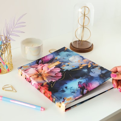 Blueline NotePro Fashion Hard Cover Index Notebook, 7.25" x 9.25", College Ruled, 96 Sheets, Midnight Floral (A9C.02)