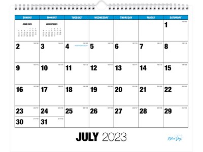 2023-2024 Blue Sky Classic 15 x 12 Academic Monthly Wall Calendar, White/Blue (135556-A24)