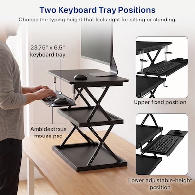 Uncaged Ergonomics Adjustable Standing Desk Converter with Keyboard Tray, Black (CDM)