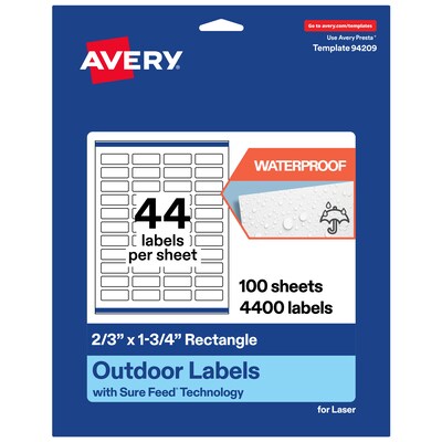 Avery Rectangle Laser Multipurpose Labels, 2/3 x 1-3/4, White, 4400/Box (19479399219)