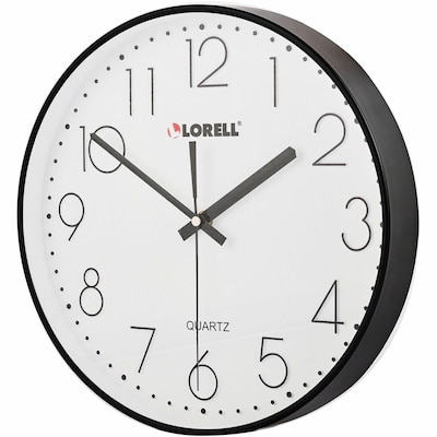Lorell Round Quiet 12 Quartz Wall Clock, Plastic, Battery Operated (LLR61011)