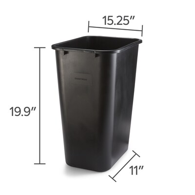 Coastwide Professional™ Indoor Trash Can Without Lid, Black Soft Molded Plastic, 10.25 Gallon (CW56433)