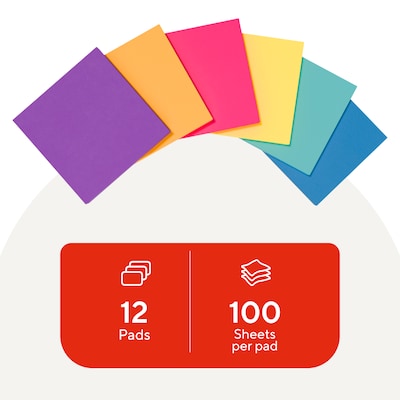 Staples Sticky Notes, 3 x 3, Sorbet Colors, 1200 Sheets - Pastel Self-Stick Notes for Planning, Lists & Office Use
