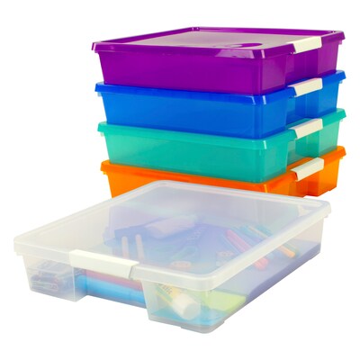 Storex Stack & Store Polypropylene Box Craft Organizer, 15 x 13 x 3, Assorted Colors, 5-Pack (STX63202U05C)