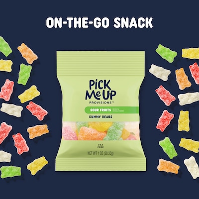 Pick Me Up Provisions™ Sour Fruits Gummy Bears, 1 oz., 30 Bags/Box (PM63516)