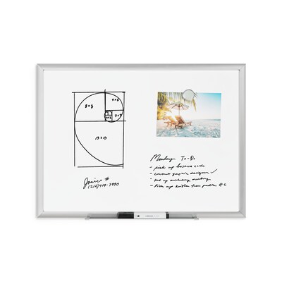 U Brands Magnetic Dry-Erase Whiteboard, Aluminum Frame, 2' x 1' (070U00-01)