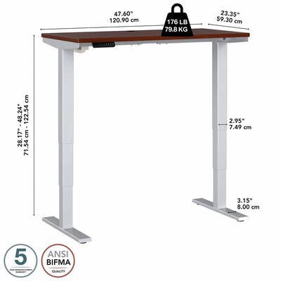 Bush Business Furniture Move 40 Series 28''-48'' Adjustable Standing Desk, Hansen Cherry/Cool Gray Metallic (M4S4824HCSK)