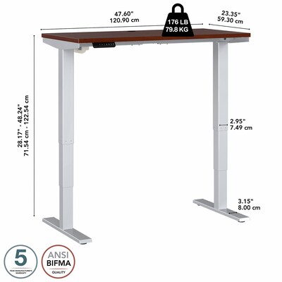 Bush Business Furniture Move 40 Series 48"W Electric Height Adjustable Standing Desk, Hansen Cherry/Cool Gray (M4S4824HCSK)