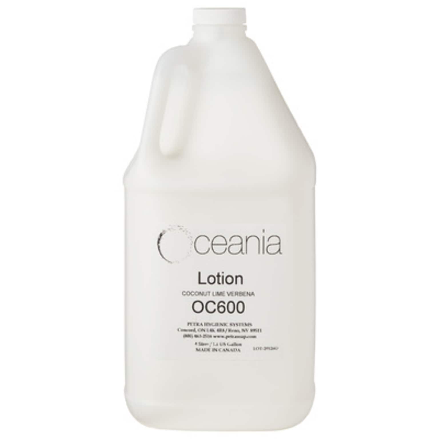 Oceania Moisturizing Lotion for Dry Skin, Coconut Lime Verbena Scent, 128 oz., 4 Gallons/Carton (OC600)