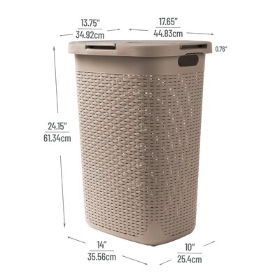 Mind Reader Plastic Laundry Hamper with Lid, Brown Metallic (60HAMP-BRNM)