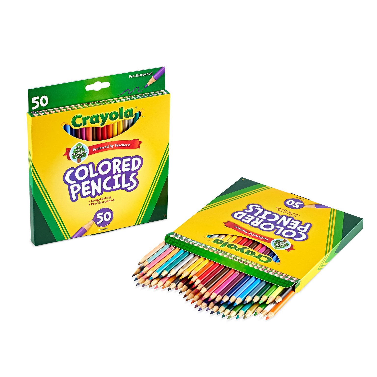 Crayola Kids Colored Pencils, Assorted Colors, 50/Box (68-4050)