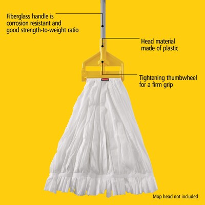 Rubbermaid Invader 60" Fiberglass Wet Mop Handle, Gray/Yellow (FGH14600GY00)