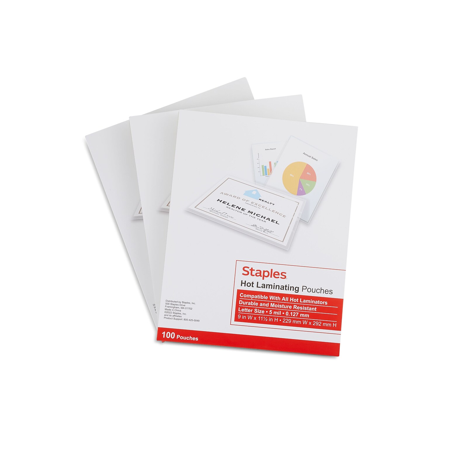 Staples Thermal Laminating Pouches, Letter Size, 5 Mil, 300/Box (5245701/5245702)