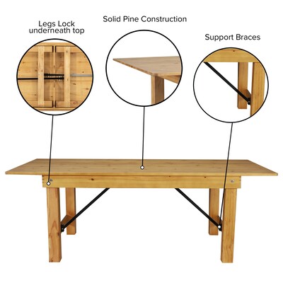 Flash Furniture HERCULES 84" Folding Farm Table, Light Natural (XAF84X40LN)