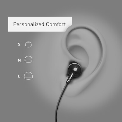 Panasonic ErgoFit Earbuds, Matte Black/Red (RP-HJE120)