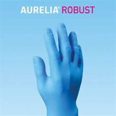 Aurelia Robust Powder Free Nitrile Food Safe Exam Gloves, Latex Free, Small, True Blue, 100 Gloves/B