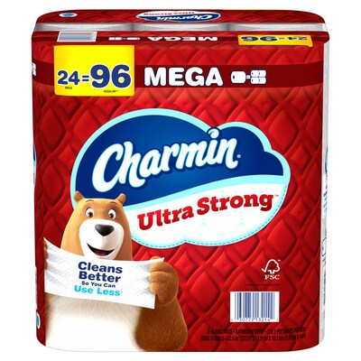 Charmin Ultra Strong Mega Toilet Paper 220 Sheets/Roll, 24 Rolls/Pack (132140)