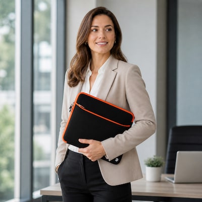 Vangoddy 17" Laptop Sleeve, Black/Orange (NBKLEA259)