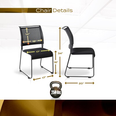 Regency Maxx Mesh Stacking Office Chair, Fabric Seat, Black, 6/Pack (4300BK6PK)