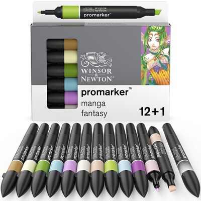 Winsor & Newton Promarker Dual-Tip Alcohol Based Marker, Manga Fantasy, 12/Pack (WNX0290142)