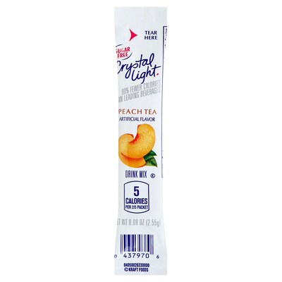 Crystal Light On The Go Peach Tea Powder, 0.09 Oz., 30/Box (00797)
