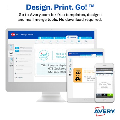 Avery Sure Feed Laser Shipping Labels, 2"x 4", Neon Assorted, 10 Labels/Sheet, 50 Sheets/Box (5956)