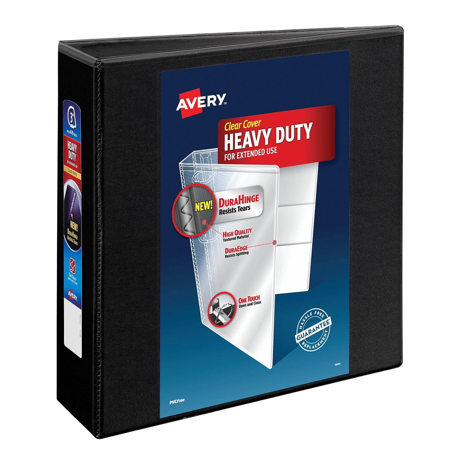 Avery Heavy Duty 3 3-Ring View Binder, D-Ring, Black (79-693)