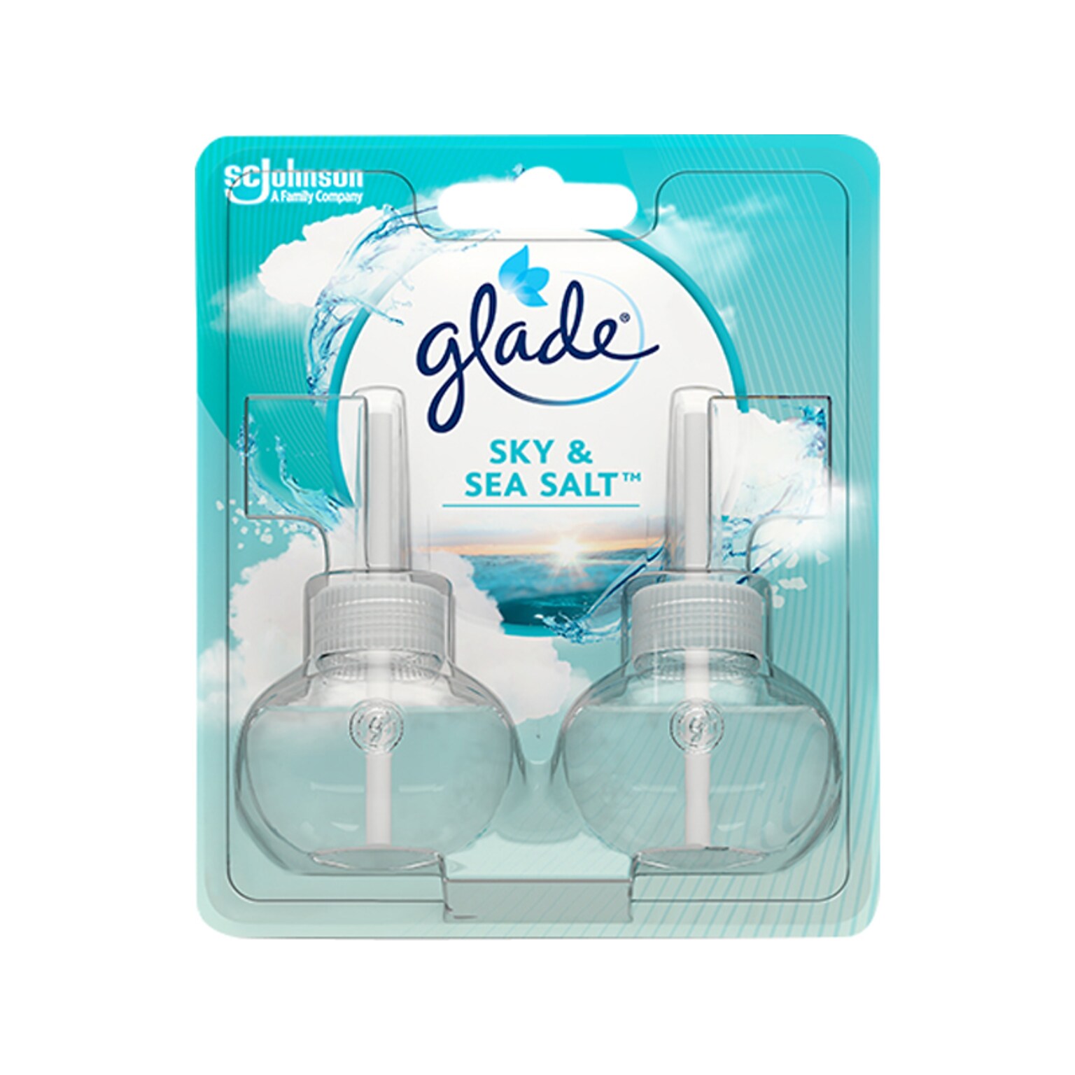 Glade PlugIns Scented Oil Diffuser Refill, Sky & Sea Salt, 0.67 Fl. Oz., 2/Pack (337880)