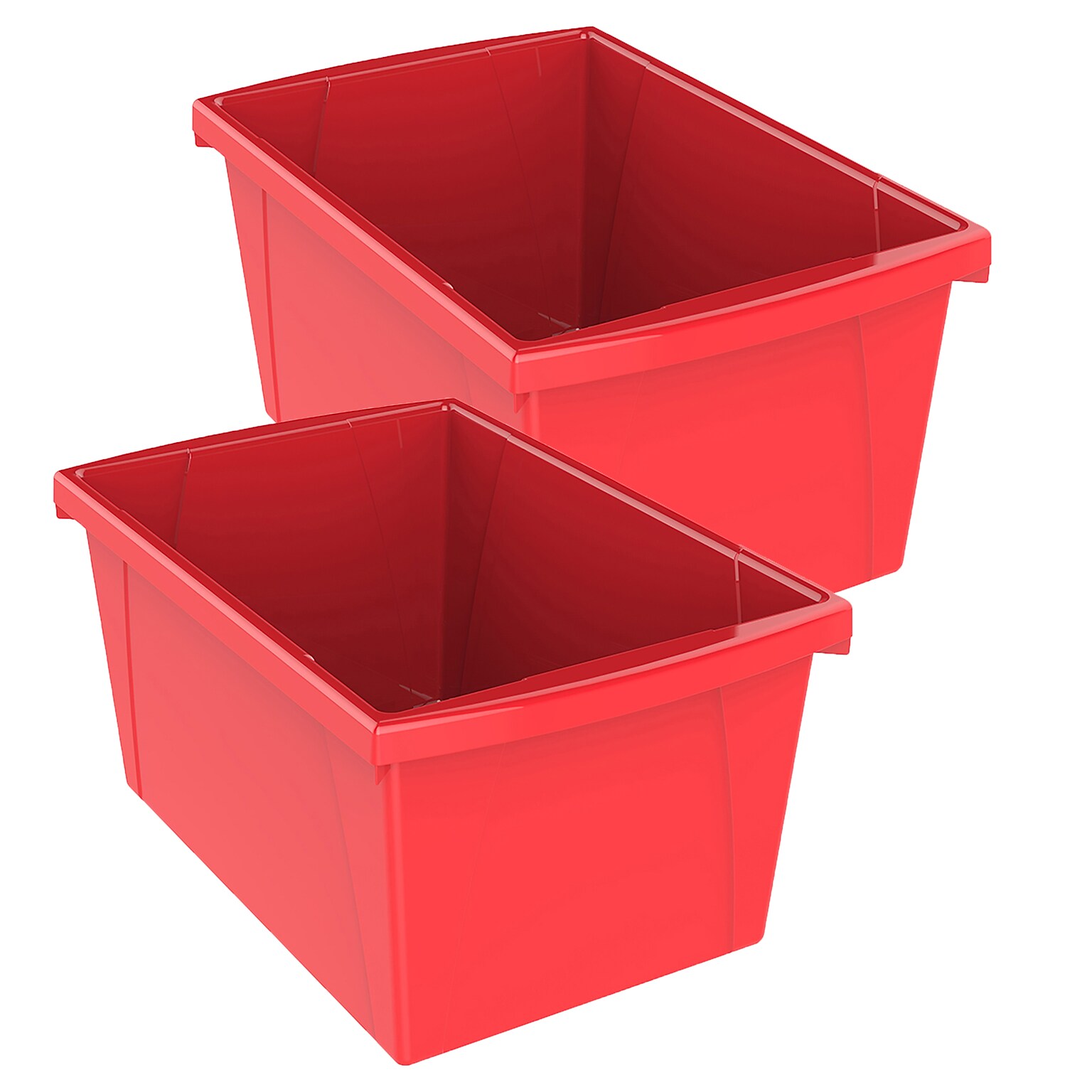 Storex Plastic Medium Classroom Storage Bin, 16.75x 11.87x 8.28, Red, Pack of 2 (STX61483U06C-2)