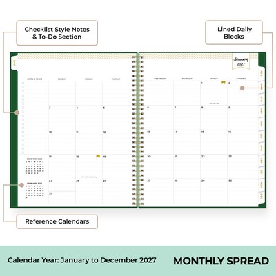 2027 Blue Sky Day Designer 8.5" x 11" Weekly & Monthly Planner, Green (163793)