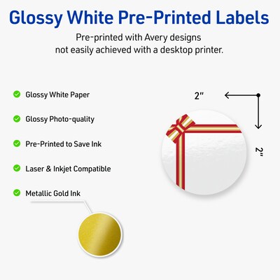Avery Circle Multipurpose Labels, 2 Dia., White, 120/Pack (19479370581)