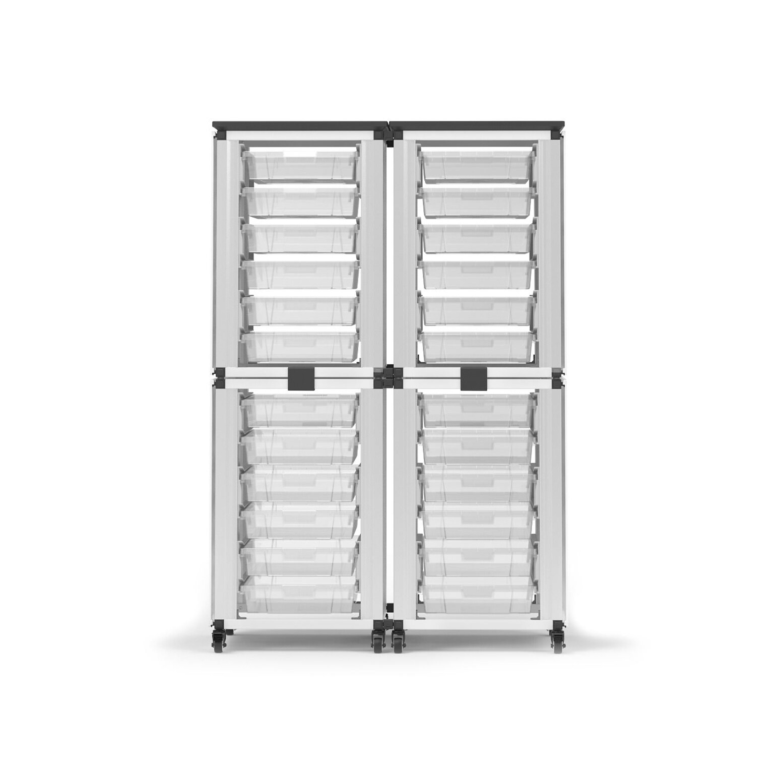 Luxor Mobile 24-Section Stacked Modular Classroom Storage Cabinet, White (MBS-STR-22-24S)