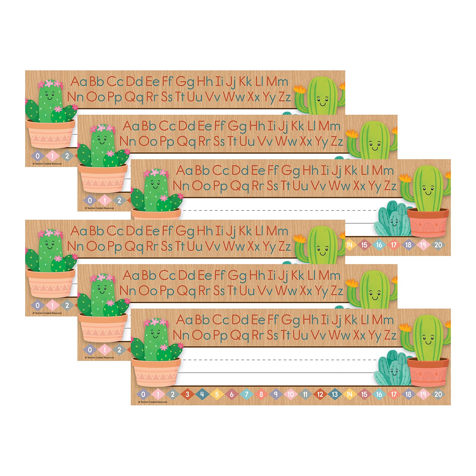Teacher Created Resources Happy Cactus Crew School Name Plates, 11.5 x 3.5, 36/Pack, 6 Packs/Bundle (TCR6960-6)