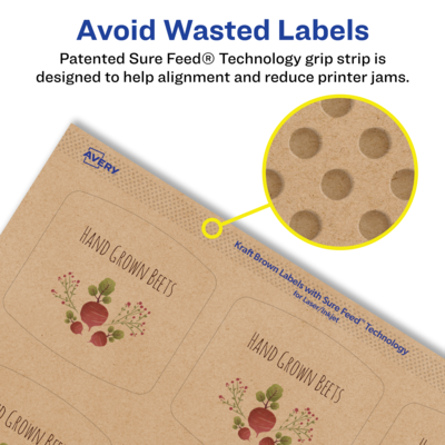 Avery Laser/Inkjet Square Multipurpose Labels, 2" x 2-3/16", Kraft Brown, 300 Labels/Pack ( 94124)