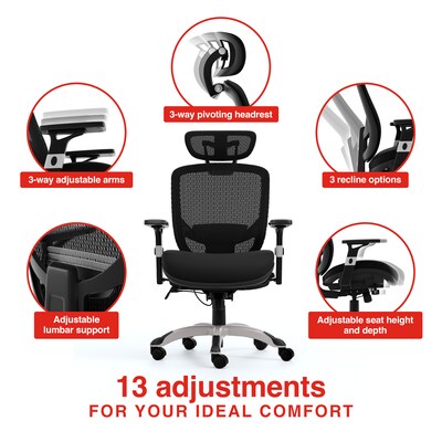 Staples Hyken XL Ergonomic Fabric Swivel Big & Tall Chair, Black (ST63145)