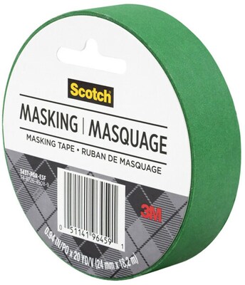 Scotch Expressions Masking Tape, 0.94 in. x 20 yds., Primary Green (3437-PGR-ESF)